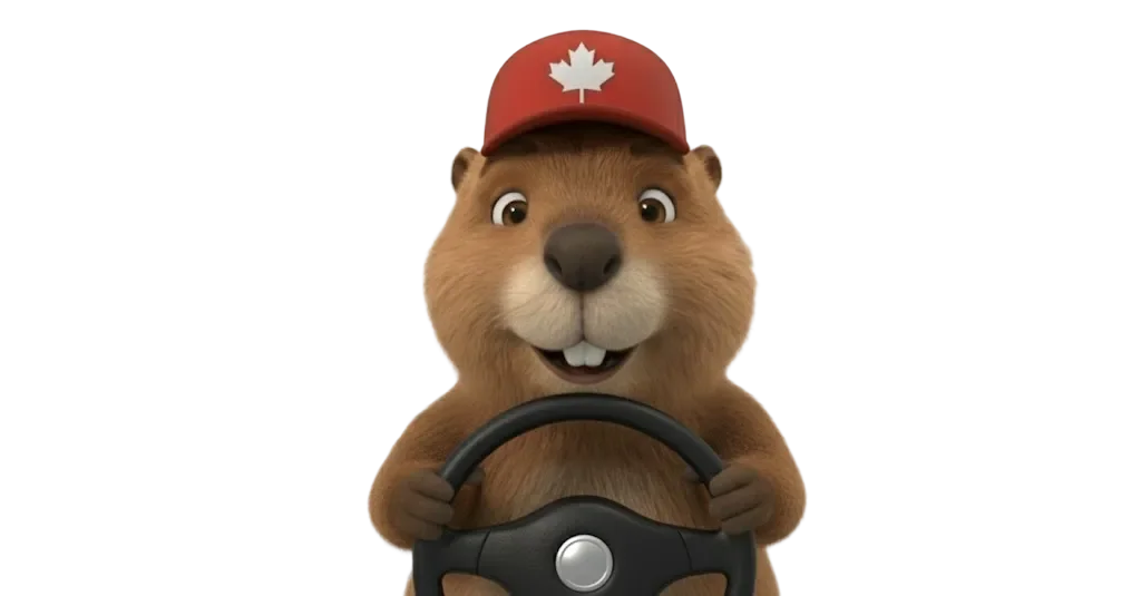 Beaver at the steering wheel